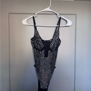 Fashion Nova Black Rhinestone Jumpsuit